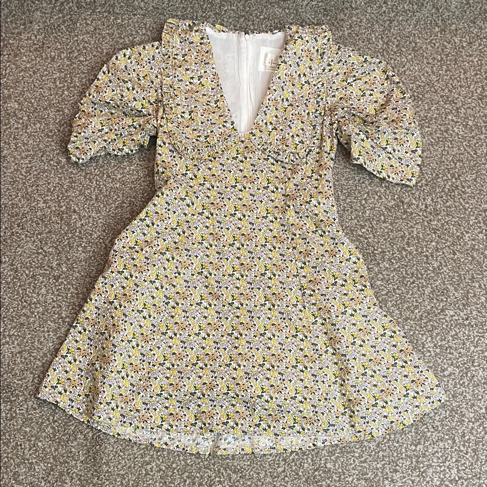 by Anthropologie Floral Short Puff Sleeve Dress